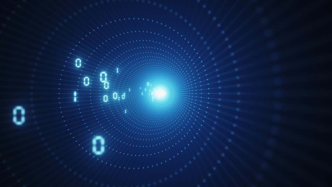Information flow futuristic matrix transfer digital code numbers big data tunnel 3d rendering