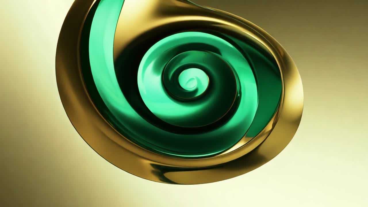 túnel en espiral verde y dorado abstracto