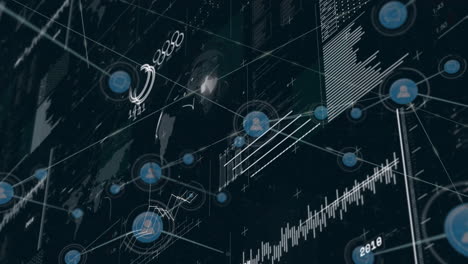 Animation-Des-Verbindungsnetzes-Mit-Symbolen-Und-Datenverarbeitung