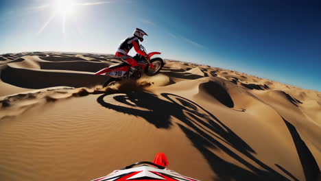 motocross dirt biking in desert dunes