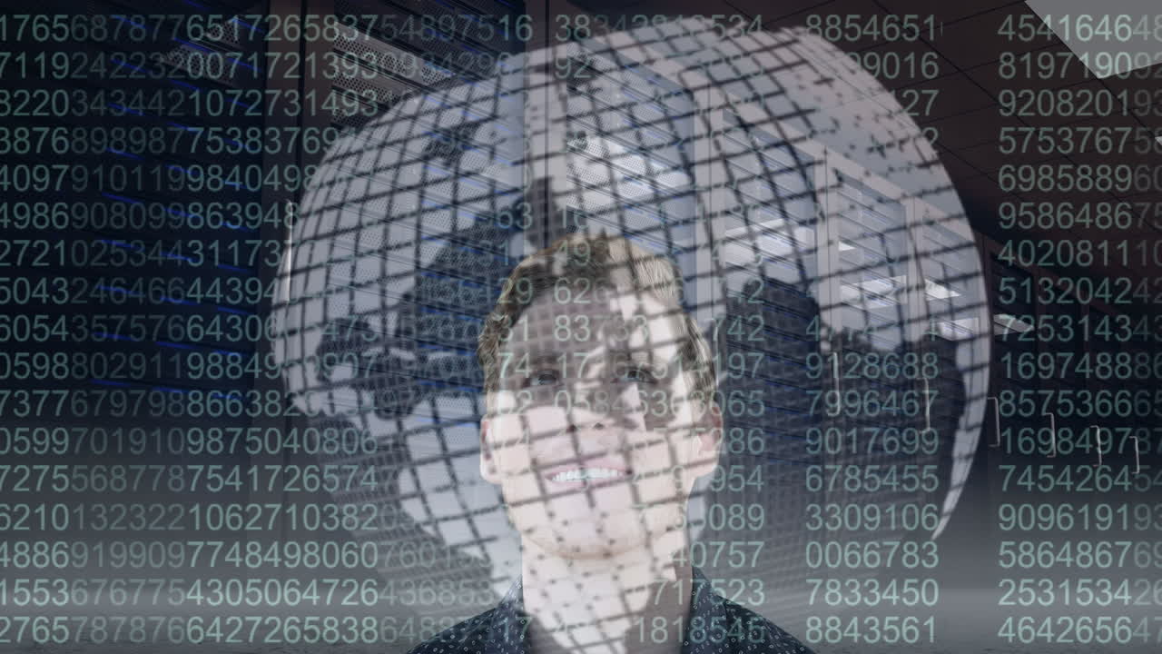 데이터 프로세싱의 애니메이션과 비즈니스맨에 대한 세계