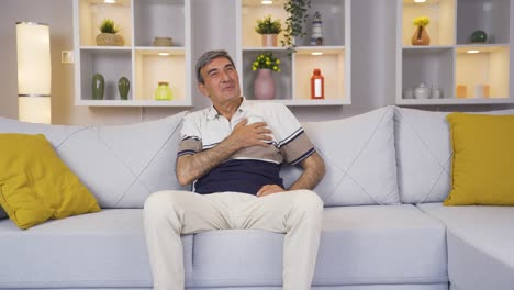 old man in love is feeling happy.