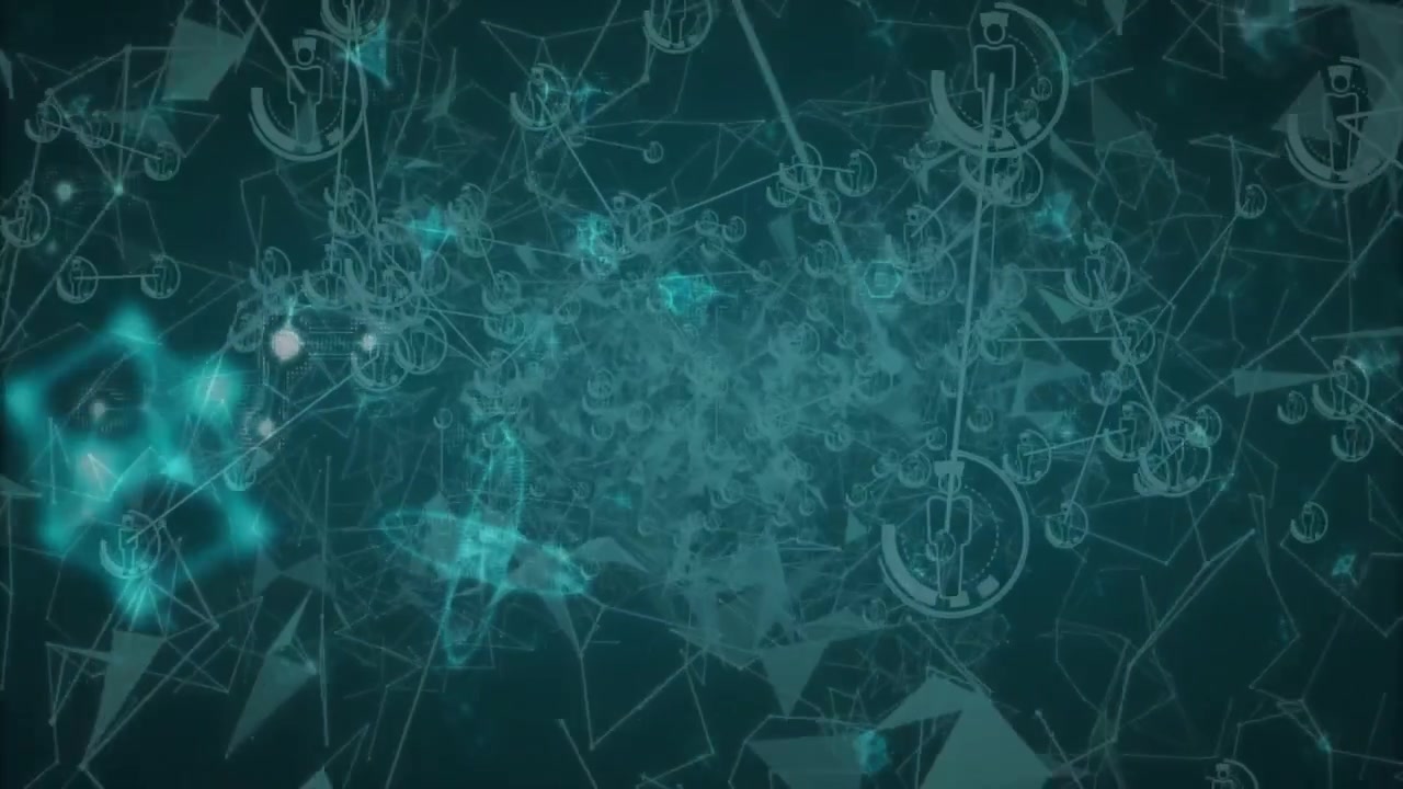 On start node cluster pulsing and expanding into swirling vortex, illustrating network growth