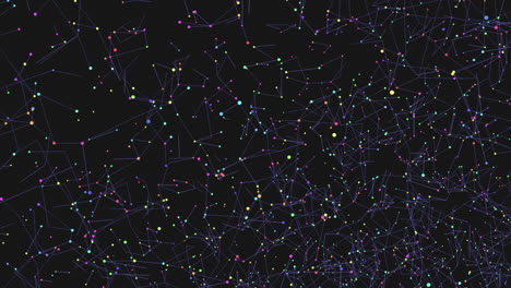 pequeños puntos y líneas de neón conectados en el espacio oscuro