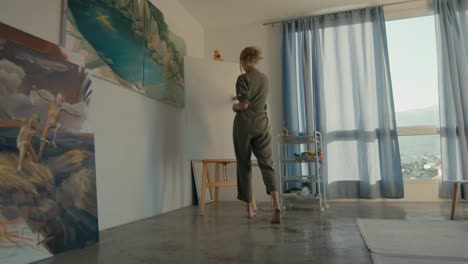 woman artist in her studio