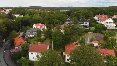 aerial view of picturesque houses on the swedish paradise part of gothenburg called orgryte in sweden-2