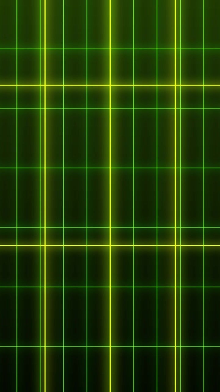 Abstract Neon Green Grid Lines Moving on Dark Background
