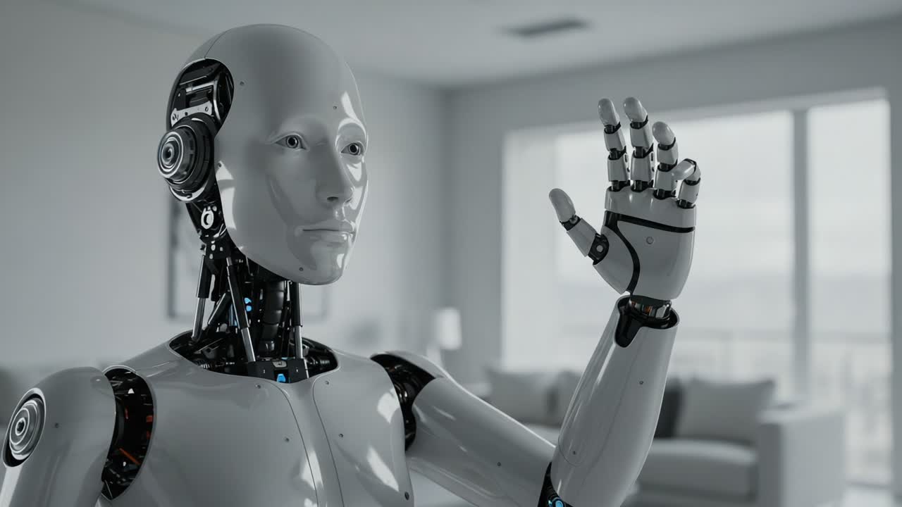 A Futuristic Robot in a Modern Living Room: Exploring the Intersection of Technology and Humanity Through AI Innovation and Design in Indoor Spaces