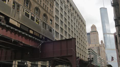 elevated metro in chicago loop financial district