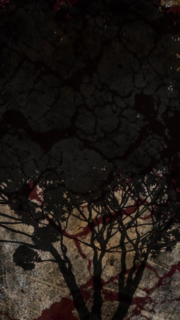 Silhouette of tree against flickering textured background
