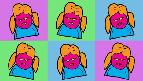 niños dibujando arte pop fondo sin costuras con tema de vampiro femenino