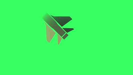 video en 4k de un avión militar de dibujos animados con fondo verde.