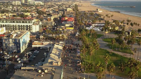 Aerial-View-Of-Venice-Neighberhood-And-Beach