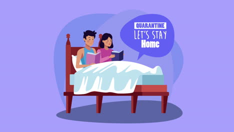 stay at home campaign with couple reading in bed