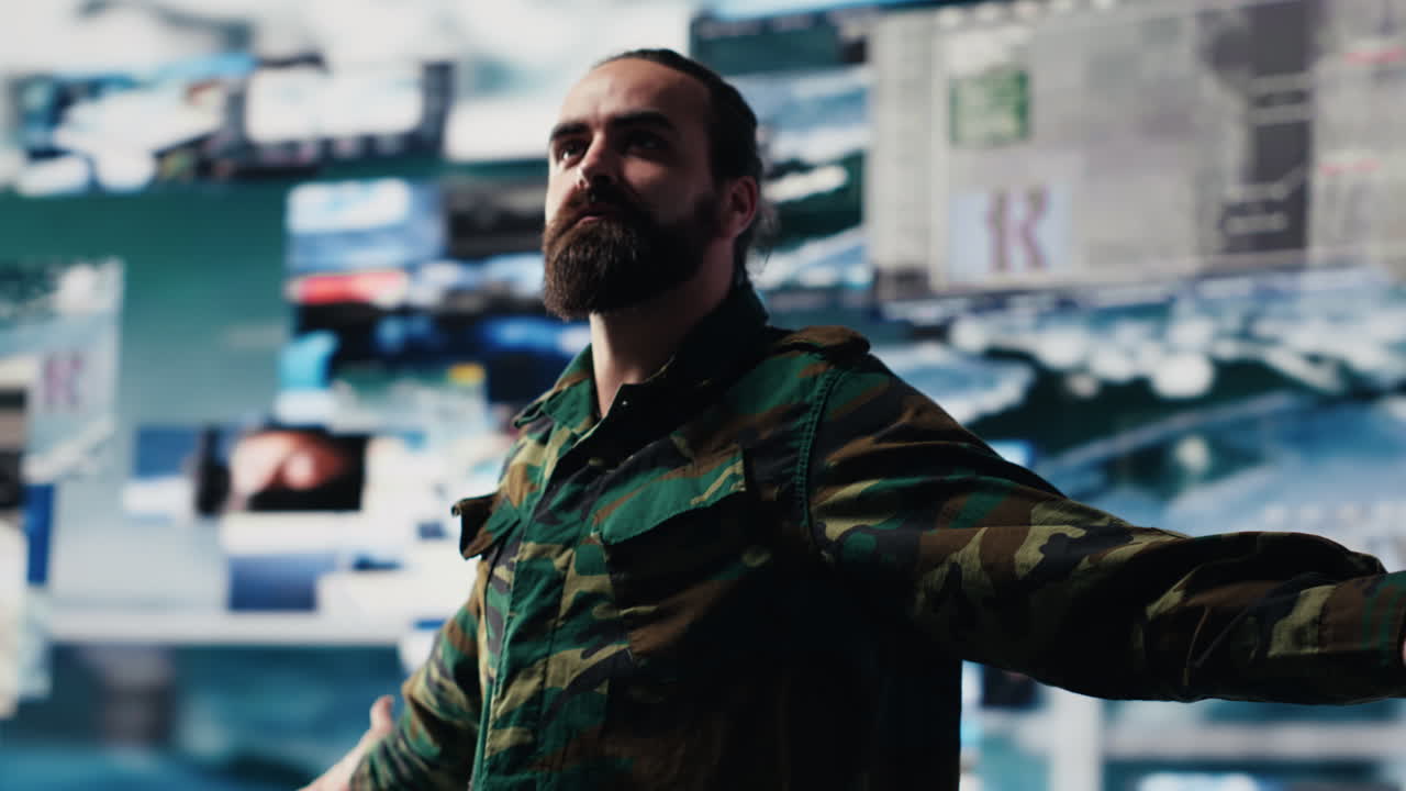 Professional soldier ensures real time intelligence from control center hub