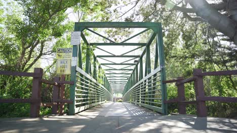 empty metal bridge in the park