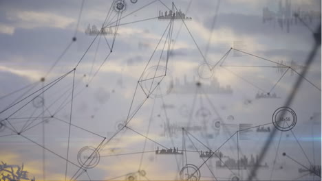 animación de la red de conexiones en el cielo