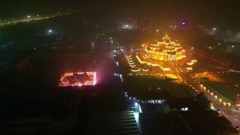 Swaminarayan-Akshardham-Mandir-In-Neu-Delhi,-Luftaufnahme