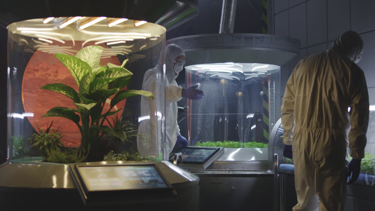 Scientists Working in a Space Farm
