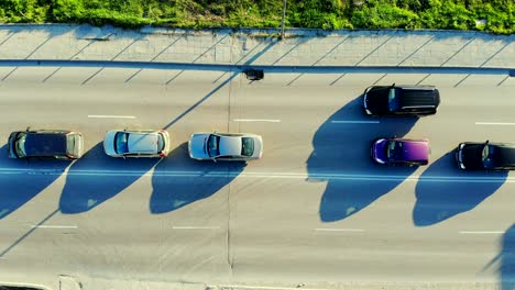 panoramic aerial footage of a busy street traffic jam road.