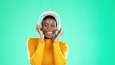 Music,-dance-and-black-woman-with-headphones