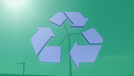 Recycling-sign-and-wind-turbines