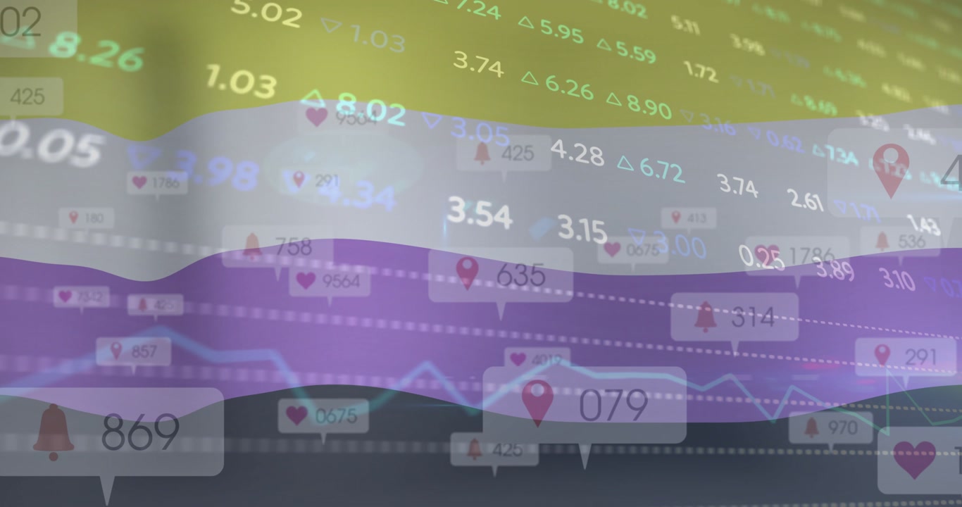 On load dashboard animating layered bands and floating callouts, showing live streaming metrics