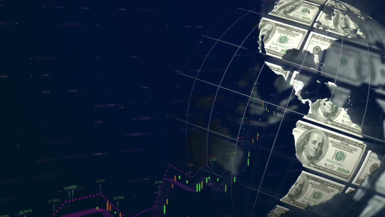 la tierra hecha de dólares girando.