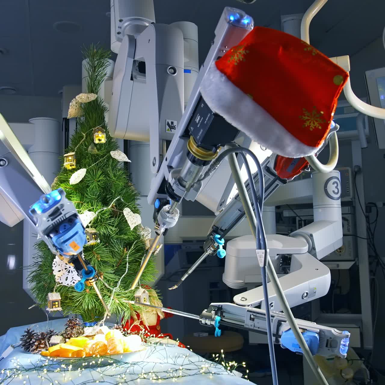 Da Vinci Surgical System In Hospital. Robotic surgery for neurosurgery medical robotic futuristic health care medicine