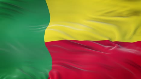 benin flag waving in the wind with highly detailed fabric texture. seamless loop