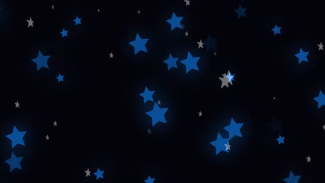 Vídeo-Generado-Digitalmente-De-Estrellas-De-Color-Azul-Y-Gris-Moviéndose-Sobre-Fondo-Negro