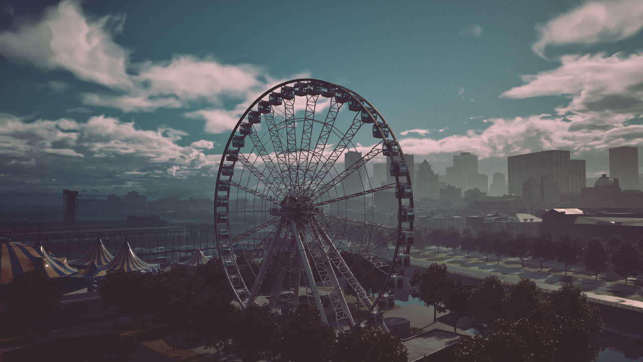 도시 스카이라인을 내려다보는 페리스