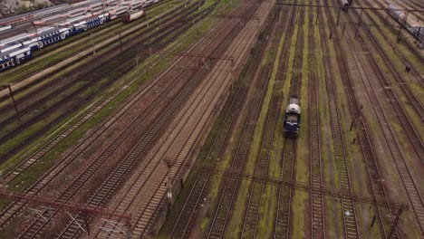 aerial of old rusted locomotive