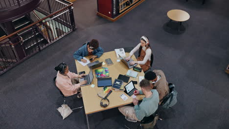 students studying in a library