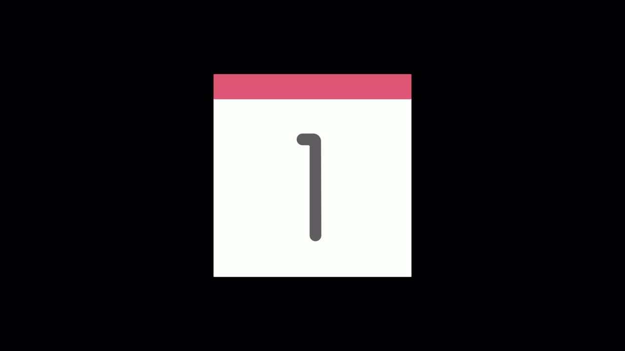 Animazione in loop di un calendario giornaliero semplice e carino con sfondo nero
