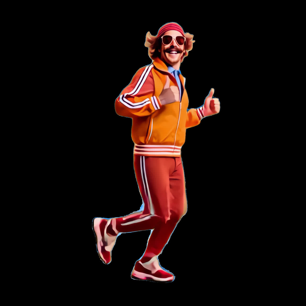 Man in retro tracksuit running