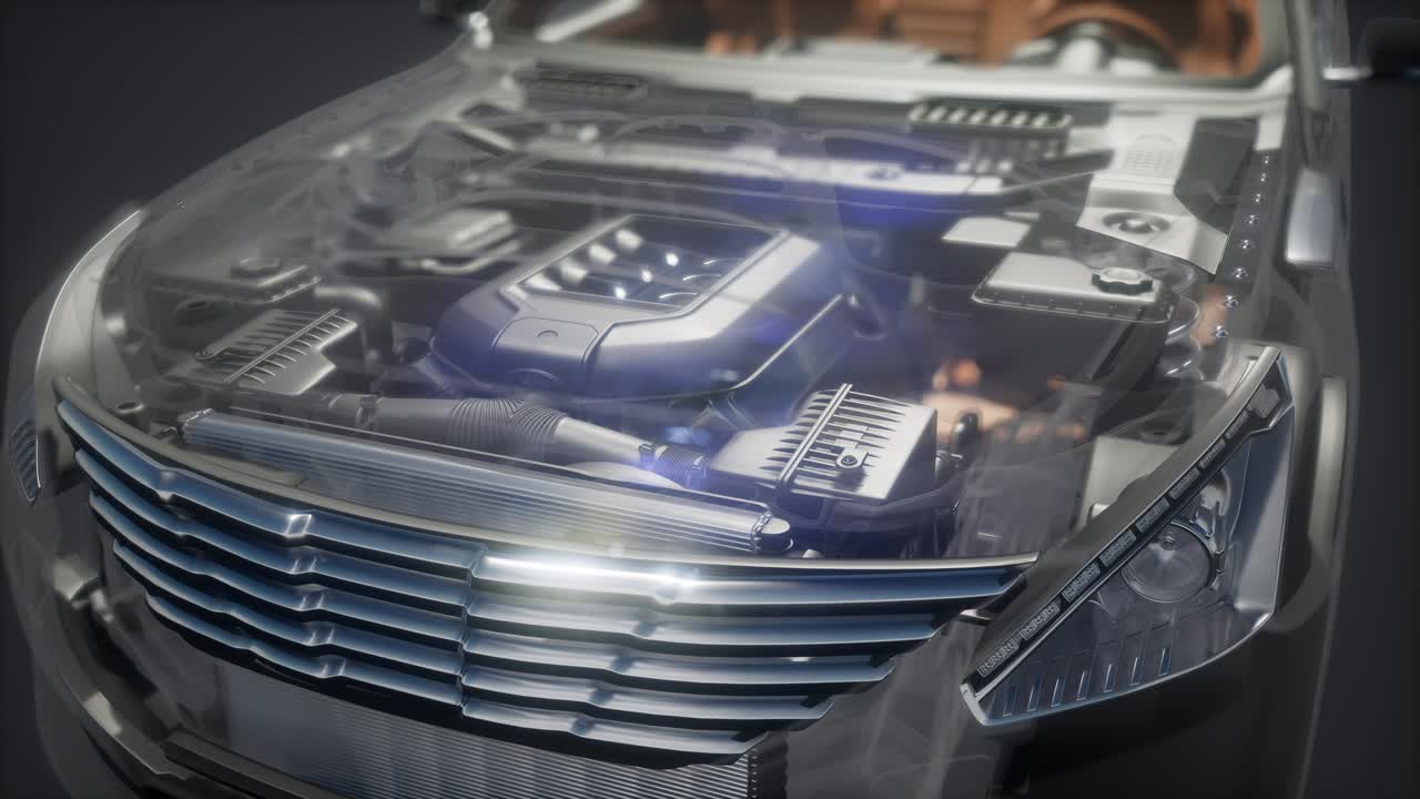 motor y otras partes visibles en el coche