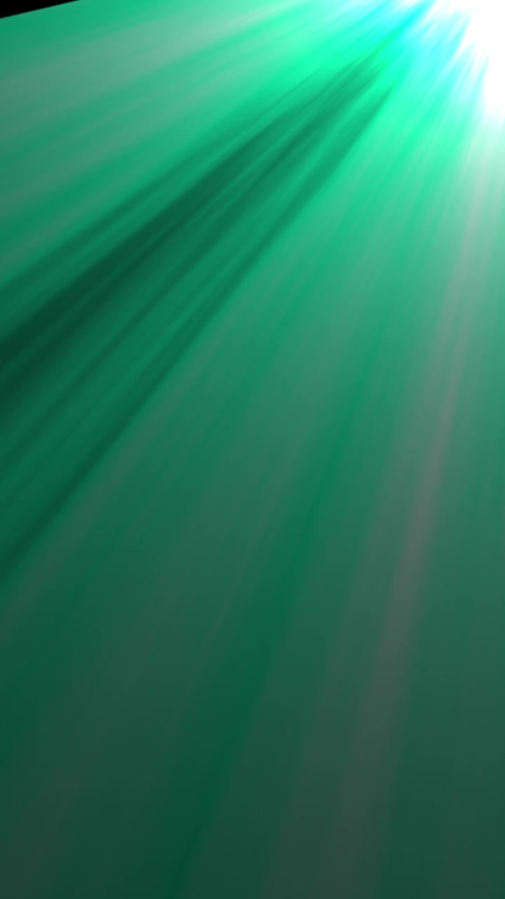 Dynamic Green Light Rays Shimmering on Dark Background