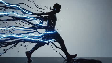 Dynamic Silhouette of a Runner with Liquid and Particle Effects