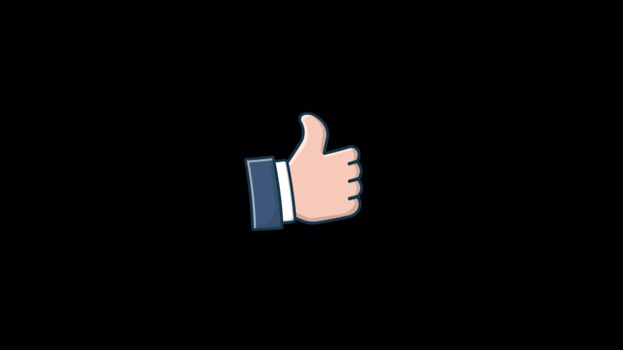 Animated Thumbs Up Icon on Black Background