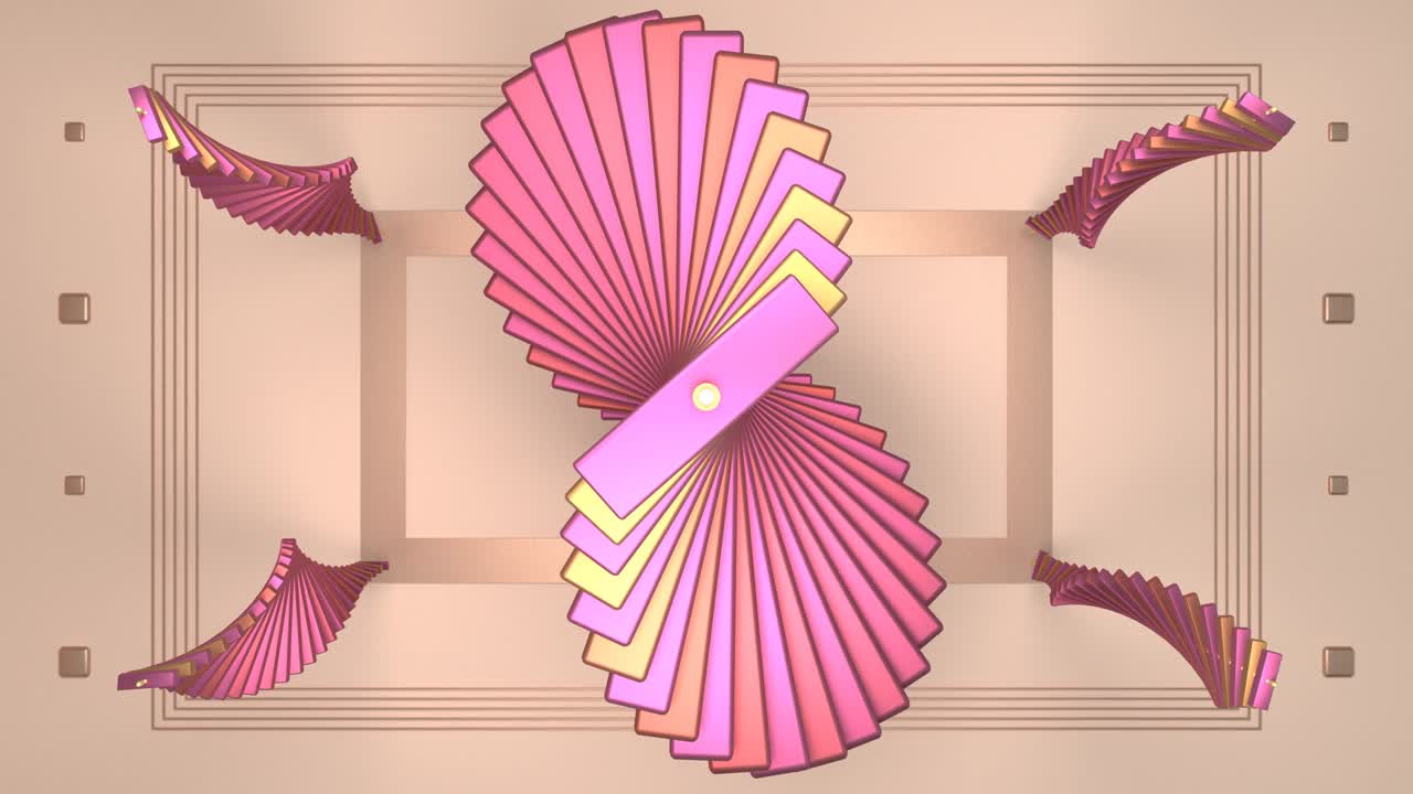 추상적인 금속 반이는 회전 운동 조각 3d 예술 움직이는 - 4k 원활한 루프 모션 배경 애니메이션