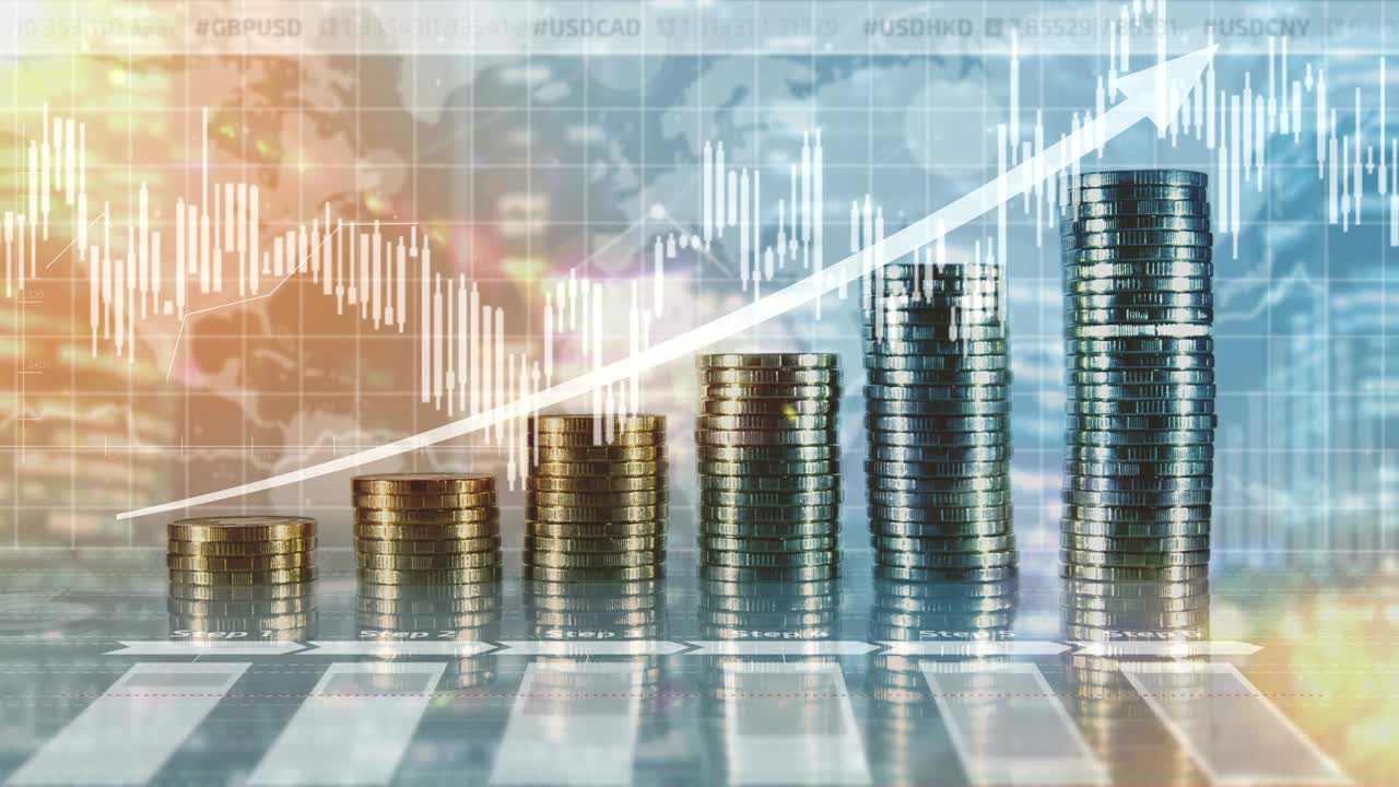 crecimiento de las ganancias monetarias e infografías