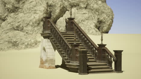 staircase leading to nowhere in a surreal desert landscape