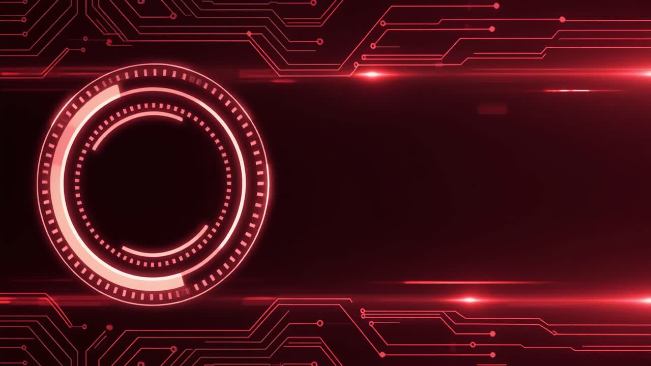 Abstract Red Digital Technology Background with HUD Interface