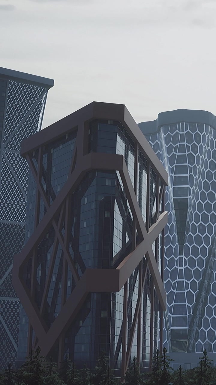 Edifici moderni in un contesto urbano con design e strutture unici.