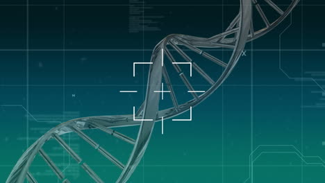dna and scope on blue with white grid
