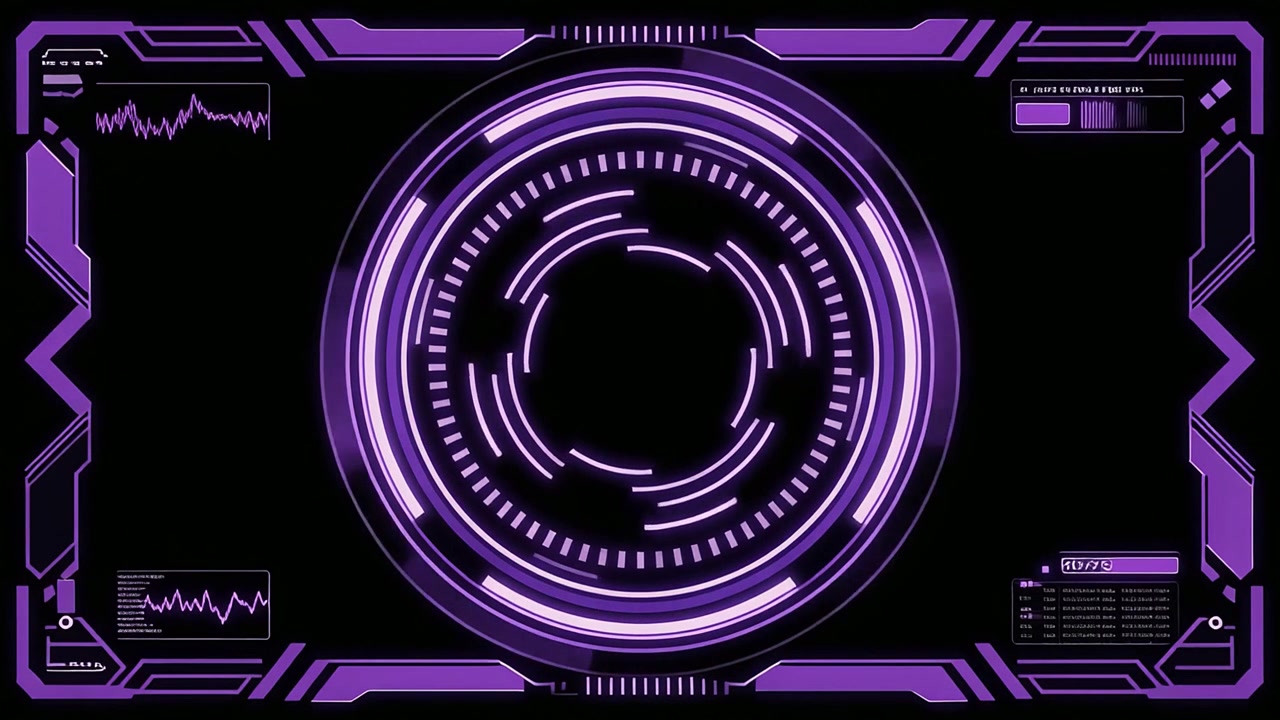 Animated Sci-Fi User Interface with Glowing Purple Graphics