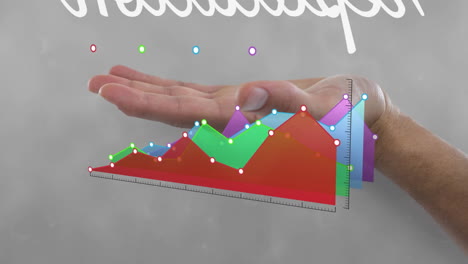 animación del diagrama sobre la mano con texto