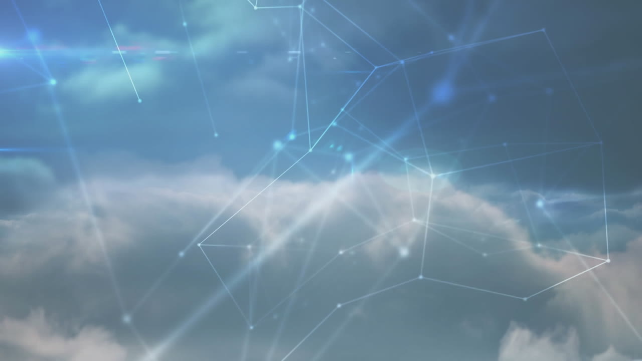 Animation of network of connections over clouds
