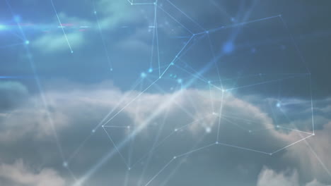 animation of network of connections over clouds